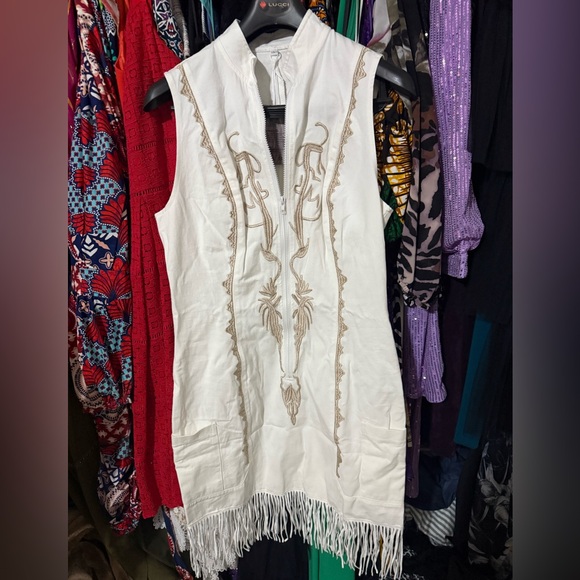 Elegant White Fringe Dress - Picture 5 of 6